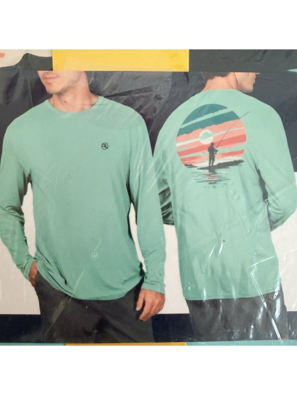 Reel Life Mens Jax Beach Long Sleeve UV Tee Fishing Graphic Turquoise Med